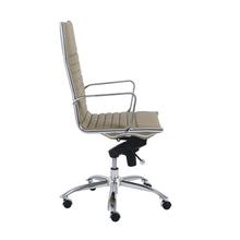 Load image into Gallery viewer, Tall Back Office Chair in Taupe Leather &amp; Chrome
