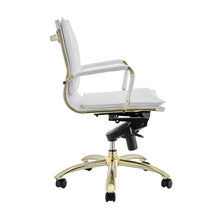 Load image into Gallery viewer, Classy White Leather &amp; Gold Modern Low Back Office Chair
