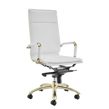Load image into Gallery viewer, Professional High Back Office Chair in White Leather and Brushed Gold
