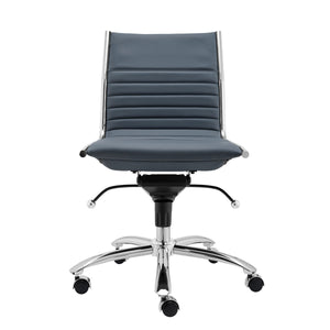 Classic Armless Blue Swivel Office Chair