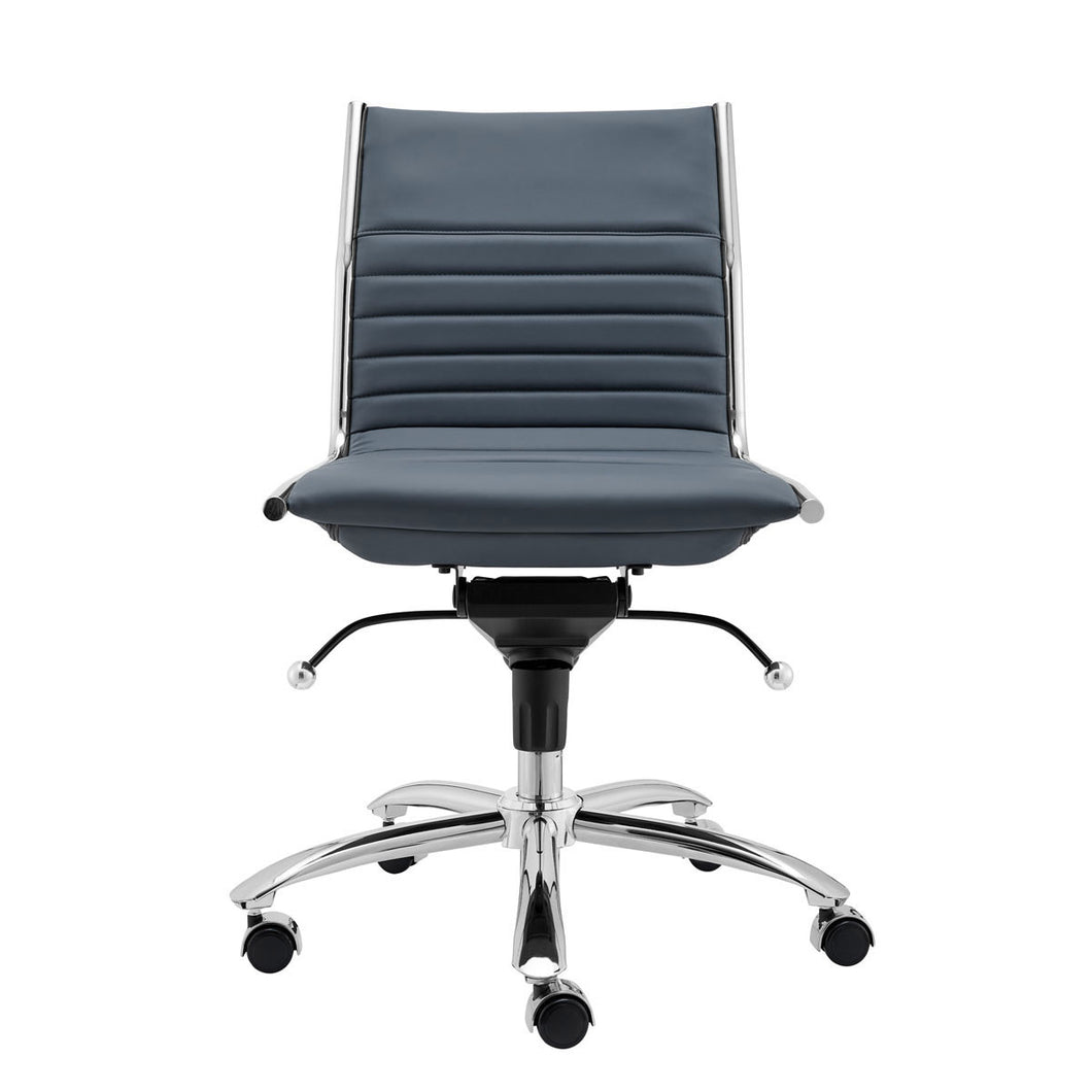 Classic Armless Blue Swivel Office Chair