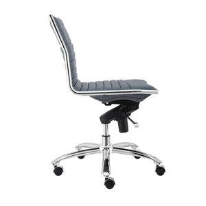 Classic Armless Blue Swivel Office Chair