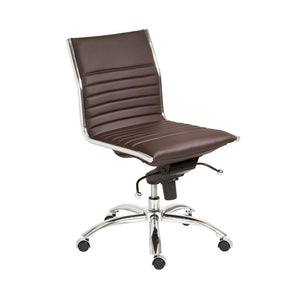 Classic Armless Brown Swivel Office Chair