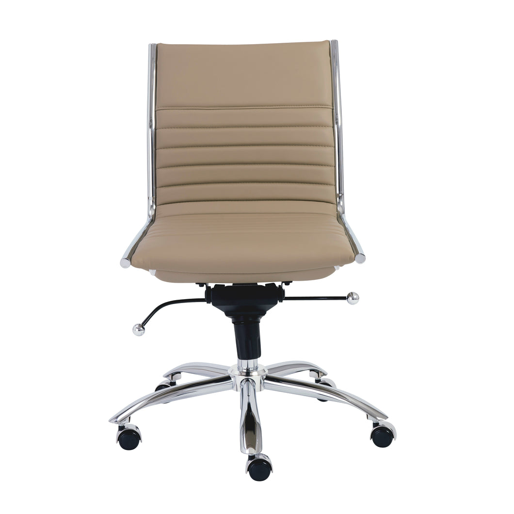 Classic Armless Taupe Swivel Office Chair