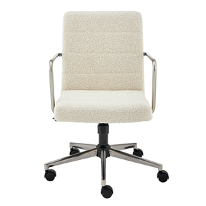 Plush Ivory Office Chair with Nickel Armrests