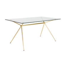 Load image into Gallery viewer, 60&quot; Premium Glass Executive Desk with Matte Brushed Gold Frame
