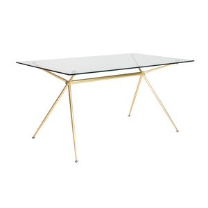 60" Premium Glass Executive Desk with Matte Brushed Gold Frame