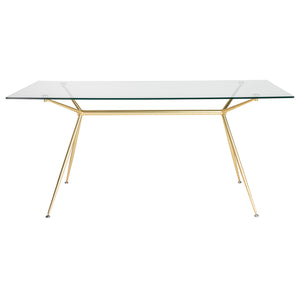 66" Premium Glass Executive Desk with Matte Brushed Gold Frame