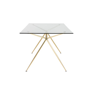 66" Premium Glass Executive Desk with Matte Brushed Gold Frame