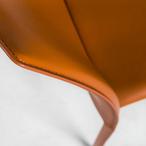 Stylish Guest or Conference Chairs of Cognac Regenerated Leather (Set of 4)