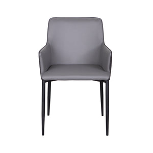 Padded Guest Armchair in Gray Leatherette and Black Fabric