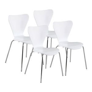 Modern White Walnut Veneer Guest or Conference Chair (Set of 4)