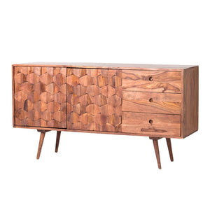 55" Unique Patterned Sheesham Wood Credenza