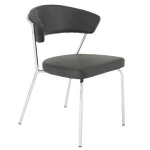 Curved-Back Black Leatherette Guest or Conference Chair (Set of 4)