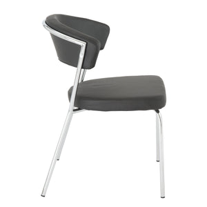 Curved-Back Black Leatherette Guest or Conference Chair (Set of 4)