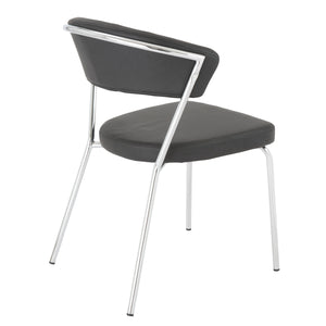 Curved-Back Black Leatherette Guest or Conference Chair (Set of 4)