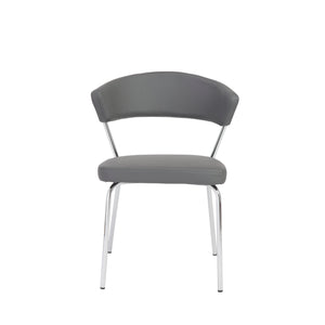 Curved-Back Gray Leatherette Guest or Conference Chair (Set of 4)