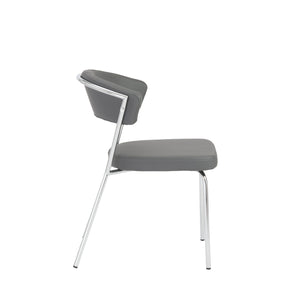 Curved-Back Gray Leatherette Guest or Conference Chair (Set of 4)