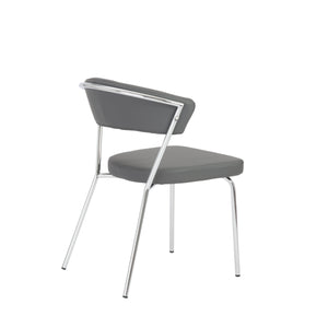 Curved-Back Gray Leatherette Guest or Conference Chair (Set of 4)