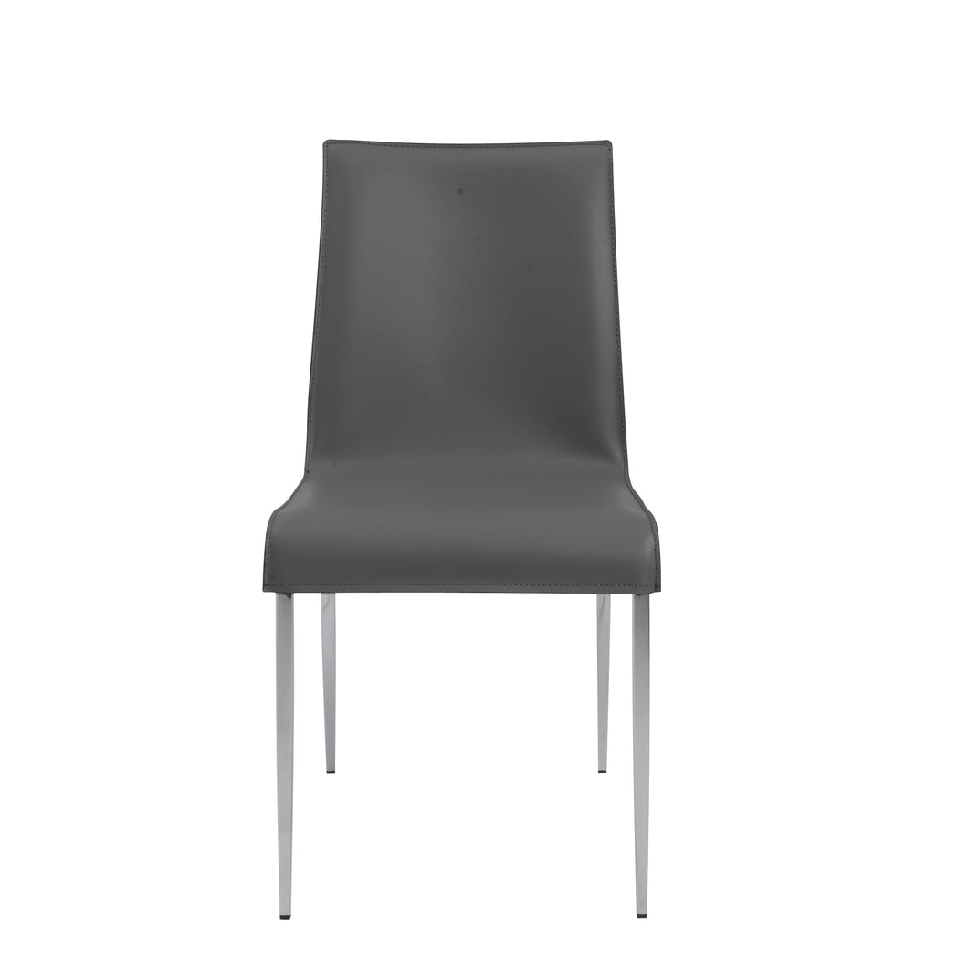 Premium Grey Leather Conference or Guest Chairs with Steel Legs (Set of 2)
