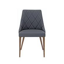 Load image into Gallery viewer, Set of 2 Gray Patterned Leather Guest Chairs with Walnut-Finished Steel Legs
