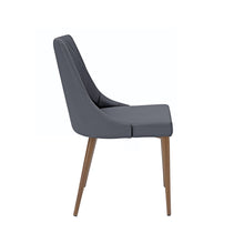 Load image into Gallery viewer, Set of 2 Gray Patterned Leather Guest Chairs with Walnut-Finished Steel Legs
