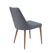 Load image into Gallery viewer, Set of 2 Gray Patterned Leather Guest Chairs with Walnut-Finished Steel Legs
