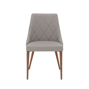 Taupe Leather Guest Chairs with Diamond Pattern (Set of 2)