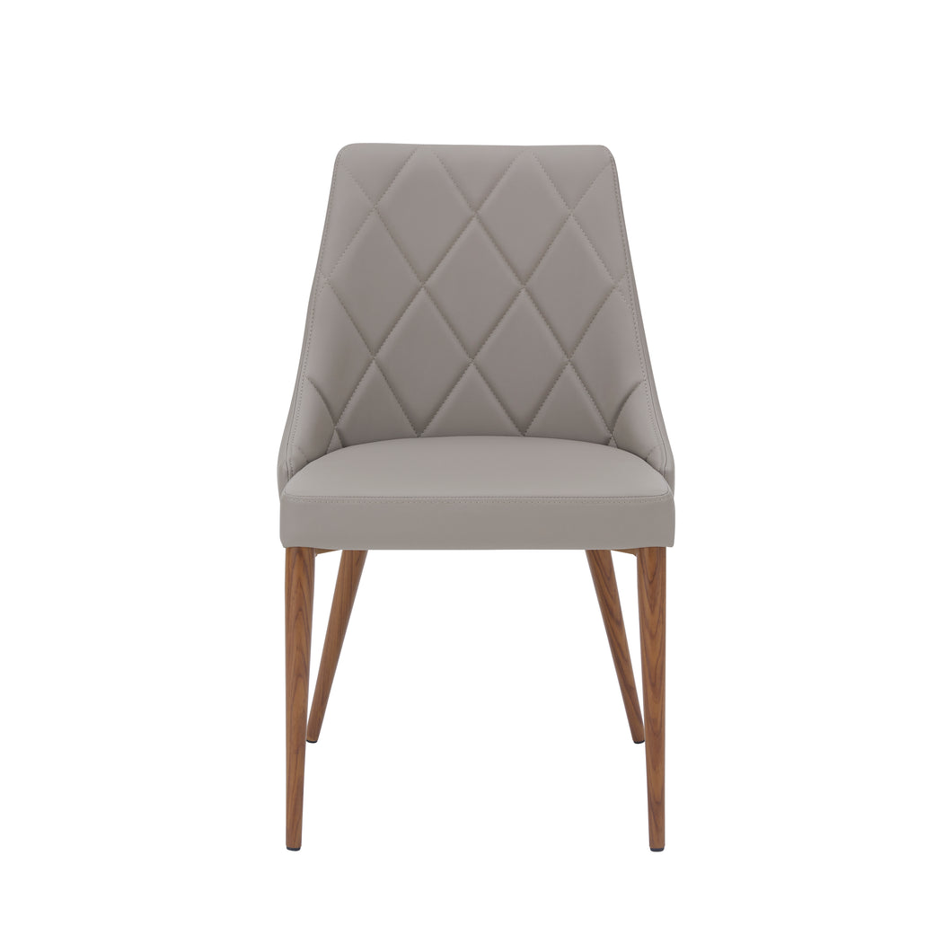 Taupe Leather Guest Chairs with Diamond Pattern (Set of 2)