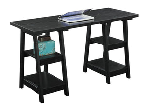 54" Modern Black Double Trestle Computer Desk