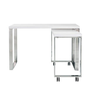 Classy 48" White Lacquer and Chrome Office Desk