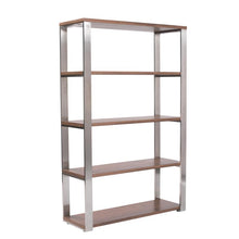 Load image into Gallery viewer, Stylish Office Bookcase of Walnut Veneer and Stainless Steel
