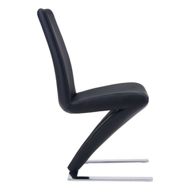 Modern Z-Style Guest or Conference Chair in Black Leatherette (Set of 2)