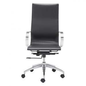 Black High-Back Leatherette Rolling Office Chair