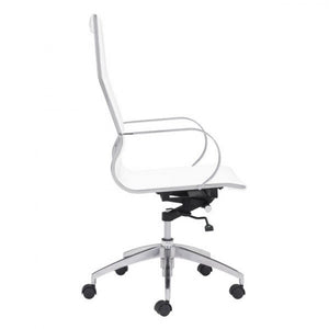 White High-Back Leatherette Rolling Office Chair