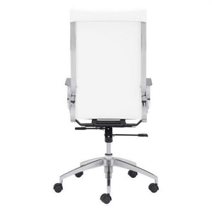 White High-Back Leatherette Rolling Office Chair