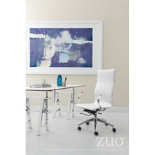 Load image into Gallery viewer, White High-Back Leatherette Rolling Office Chair
