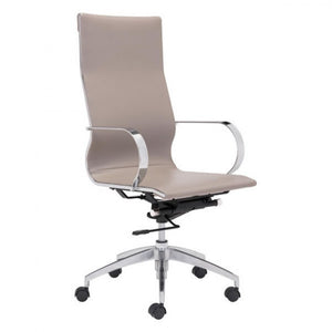 Taupe High-Back Leatherette Rolling Office Chair
