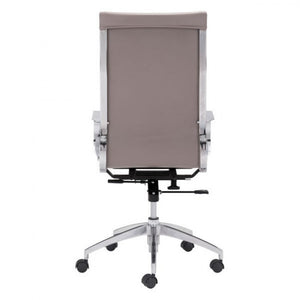 Taupe High-Back Leatherette Rolling Office Chair