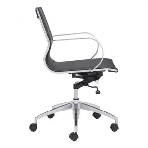 Black Low-Back Leatherette Rolling Office Chair