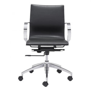 Black Low-Back Leatherette Rolling Office Chair