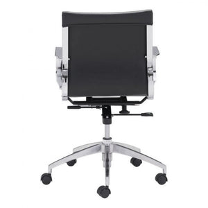 Black Low-Back Leatherette Rolling Office Chair