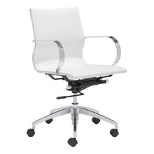 Load image into Gallery viewer, White Low-Back Leatherette Rolling Office Chair
