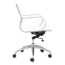 Load image into Gallery viewer, White Low-Back Leatherette Rolling Office Chair
