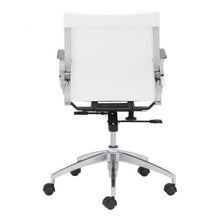 Load image into Gallery viewer, White Low-Back Leatherette Rolling Office Chair
