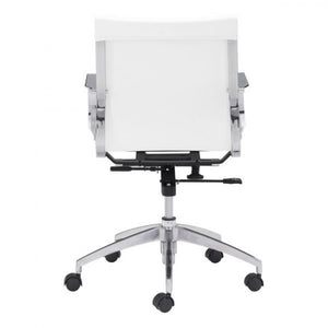 White Low-Back Leatherette Rolling Office Chair