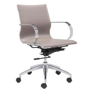 Taupe Low-Back Leatherette Rolling Office Chair