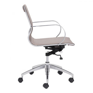 Taupe Low-Back Leatherette Rolling Office Chair