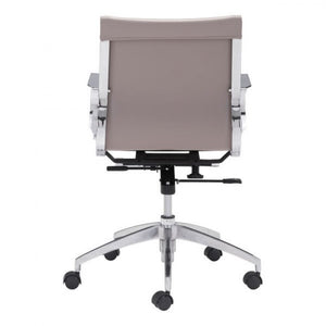 Taupe Low-Back Leatherette Rolling Office Chair