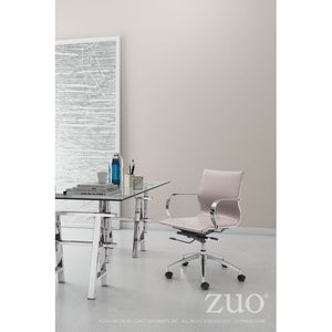 Taupe Low-Back Leatherette Rolling Office Chair